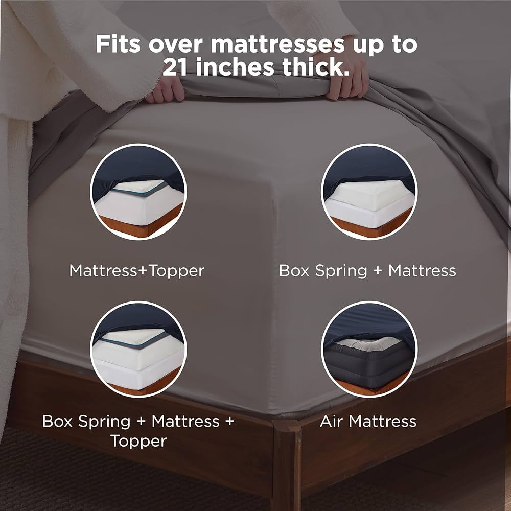 ◆フィスバ◆シーツ◆184×284cm◆グレー◆L-2506WE10◆ Amazon.com: Bedsure Deep Pocket Queen Sheets Set - Fits